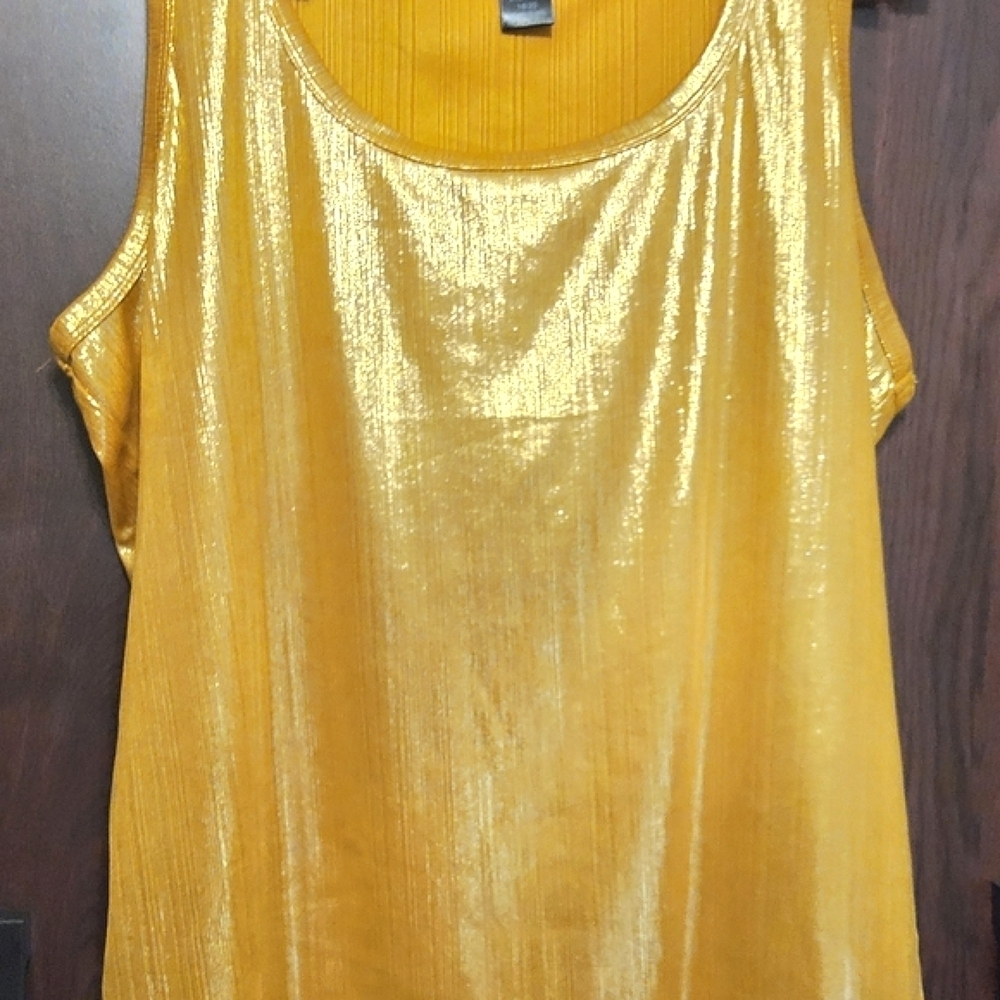 Ashley Stewart Gold Sleeveless Tank Top with Shimmer NWOT